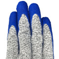 Automotive Grey HPPE/Glass knit Safety Work A3 Cut Resistant Blue Nitrile Palm Coated Glove